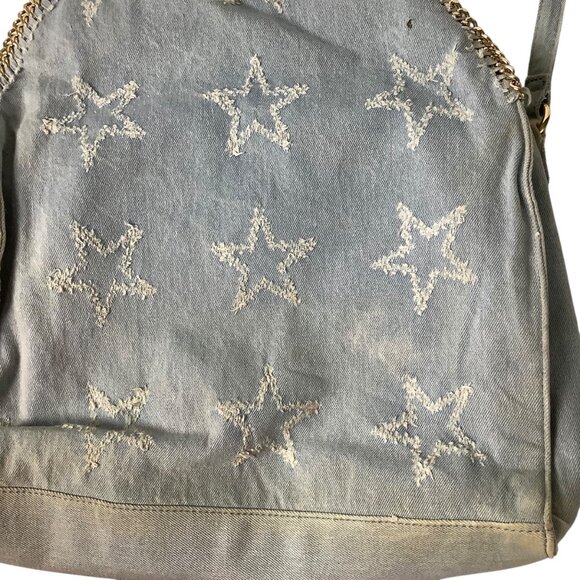 INC Kadi Twill Distressed Denim Light Blue Embellished Tote Satchel Bag - Picture 8 of 12